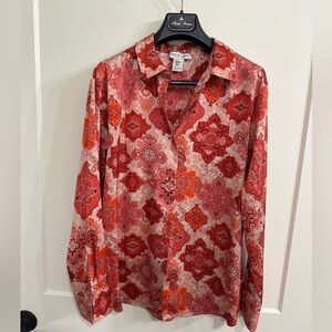 Red& Pink Paisley Button-Up Shirt
